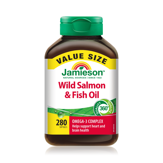 Jamieson - Suppléments d'huile de saumon sauvage et de poisson au complexe oméga-3 | 280 gélules