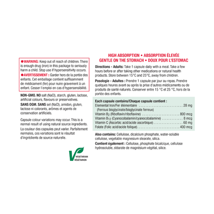 Jamieson - Fer Doux 28 mg | 90 capsules végétariennes