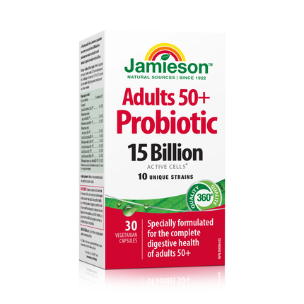 Jamieson - Adultes de 50 ans et plus 15 milliards de probiotiques | 30 gélules végétariennes