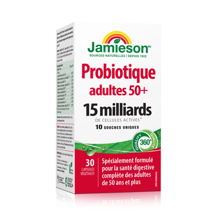 Jamieson - Adultes de 50 ans et plus 15 milliards de probiotiques | 30 gélules végétariennes