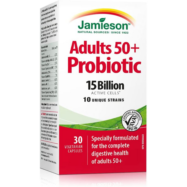Jamieson - Adultes de 50 ans et plus 15 milliards de probiotiques | 30 gélules végétariennes