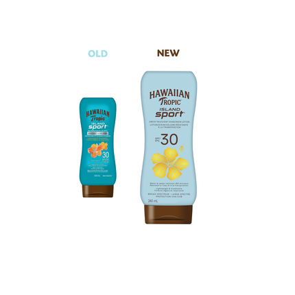 Hawaiian Tropic - Lotion écran solaire résistante à la transpiration Island Sport - SPF 30 | 240 ml