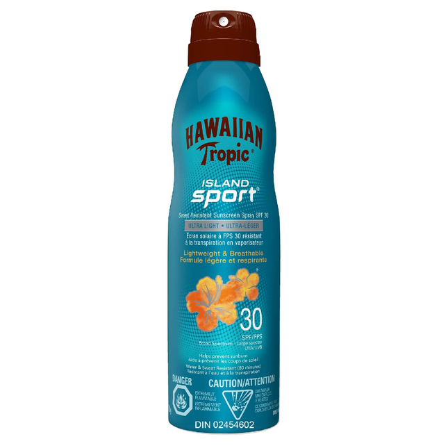 Hawaiian Tropic - Island Sport - Spray écran solaire résistant à la transpiration - Ultra léger - SPF 30 | 170g