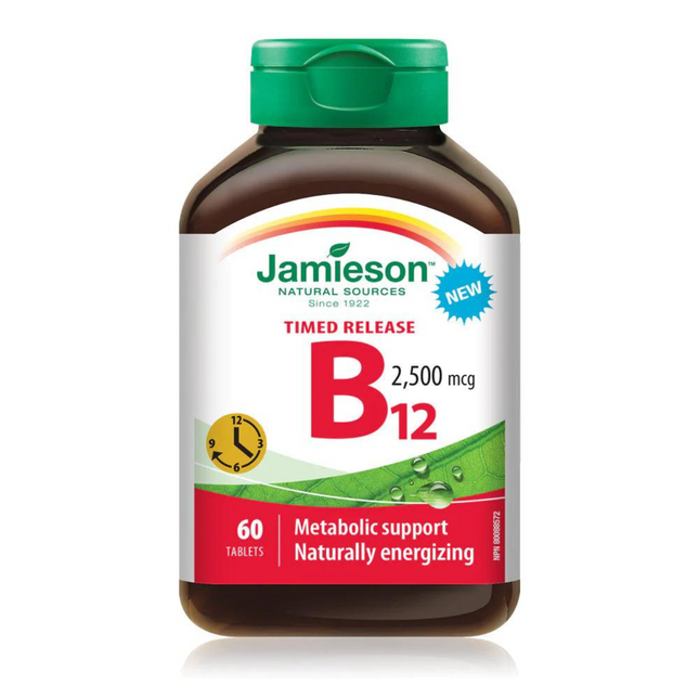 Jamieson - B12, 2500mcg, Timed Release | 60 Tablets