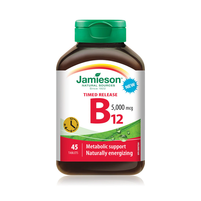 Jamieson - B12 5000mcg à libération prolongée | 45 comprimés