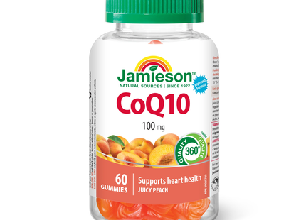 Jamieson - CoQ10 100 mg, Juicy Peach Flavour | 60 Gummies