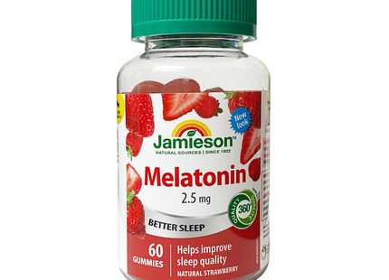Jamieson - Gummies à la mélatonine, fraise naturelle | 60 gummies végétariens