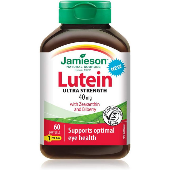 Jamieson - Ultra Strength Lutein 40mg with Zeaxanthin & Bilberry | 60 Softgels