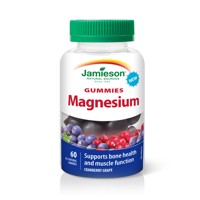 Jamieson - Magnésium, saveur canneberge et raisin | 60 bonbons gélifiés