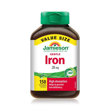 Jamieson - Fer doux 28 mg | 150 capsules végétariennes