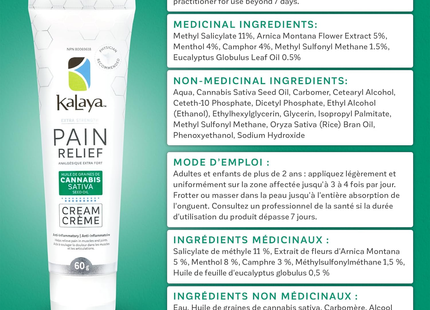 Kalaya - Extra Strength Pain Relief Cream with Cannabis Oil | 60 g