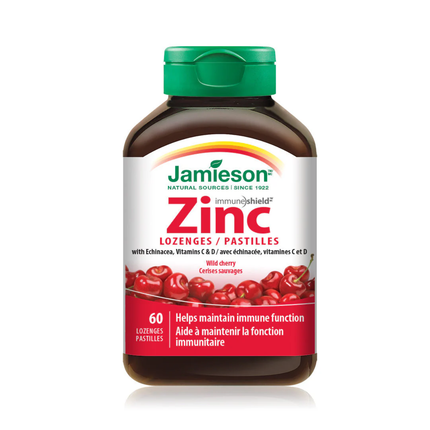 Jamieson - Pastilles de zinc pour fonction immunitaire - Cerise sauvage | 60 pastilles