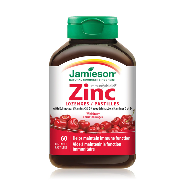 Jamieson - Pastilles de zinc pour fonction immunitaire - Cerise sauvage | 60 pastilles
