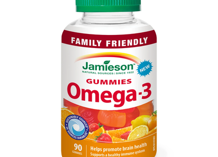 Jamieson - Omega 3 Gummy Vitamins - Family Friendly - Assorted Citrus Flavours | 90 Gummies