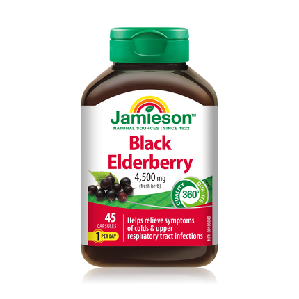 Jamieson - Soulagement du rhume et des infections des voies respiratoires supérieures, sureau noir | 45 capsules