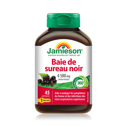 Jamieson - Soulagement du rhume et des infections des voies respiratoires supérieures, sureau noir | 45 capsules