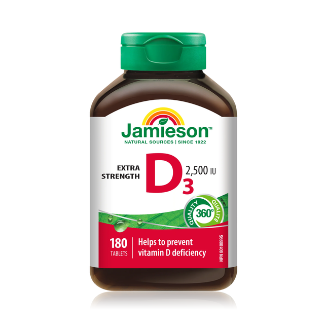 Jamieson - Vitamine D3 extra-forte 2500 UI | 180 comprimés