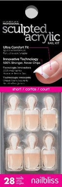 Nailbliss - Sculpted Acrylic Nail Kit -  NBAN06 Short - 28 Nails