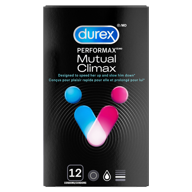 Durex - Préservatifs lubrifiés à nervures et à pois Performax Mutual Climax | 12 préservatifs