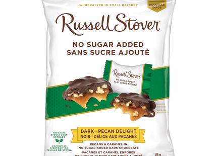 Russel Stover - No Sugar Added Dark Chocolate - Pecans & Caramel | 85 g