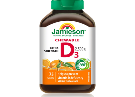 Jamieson - Vitamine D3 2500 UI Orange | 75 Gélules molles