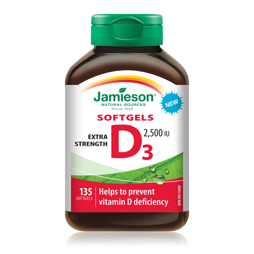 Jamieson - Vitamine D3 2500 UI - Extra fort | 135 gélules molles