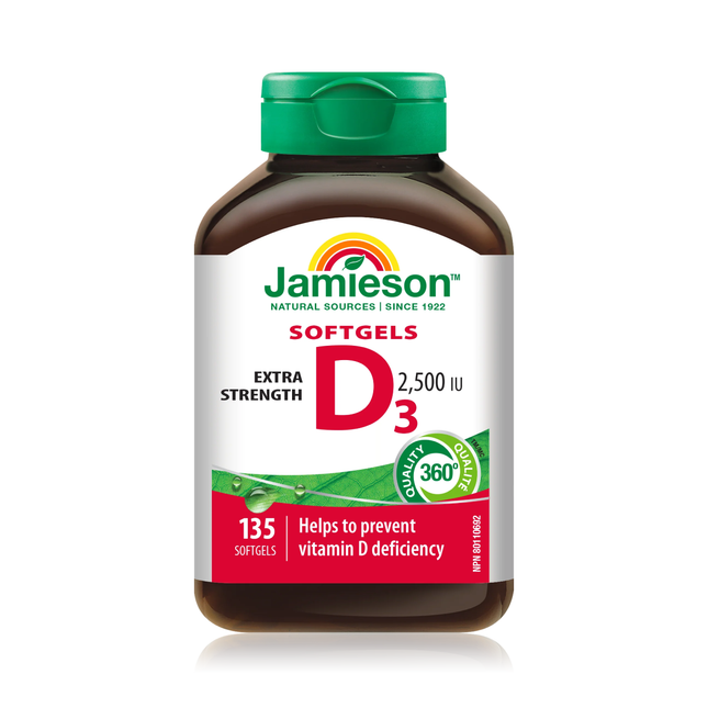 Jamieson - Vitamin D3 2500 IU - Extra Strength | 135 Softgels