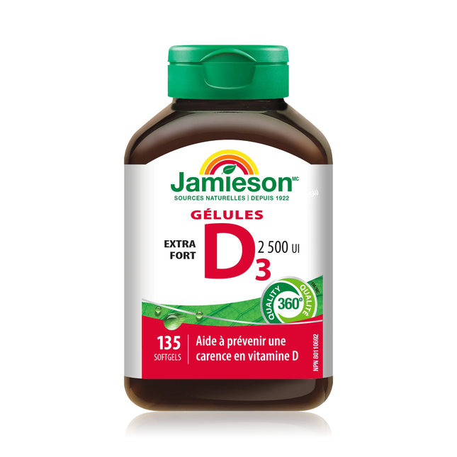 Jamieson - Vitamine D3 2500 UI - Extra fort | 135 gélules molles