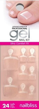 Nailbliss - Professional Gel Nail Kit - Toe Nails - FT01 Frenchie | 24 Nails - 12 Sizes
