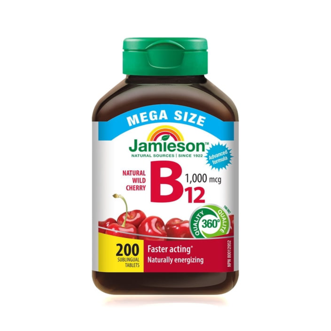 Jamieson - Vitamine B12 1000 mcg avec acide folique | 200 comprimés