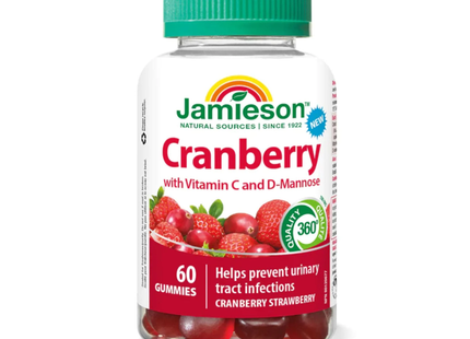 Jamieson - Cranberry with Vitamin C and D-Mannose, Cranberry Strawberry Flavour | 60 Gummies