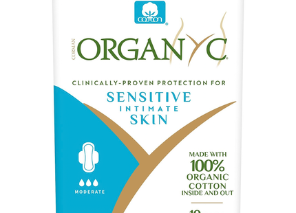 Organyc - 100% Organic Cotton Sensitive Intimate Skin Pads for Moderate Flow | 10 Pads