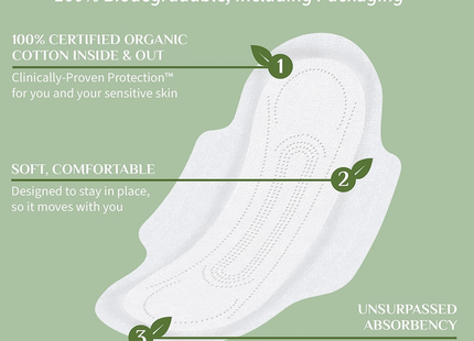Organyc - 100% Organic Cotton Sensitive Intimate Skin Pads for Moderate Flow | 10 Pads