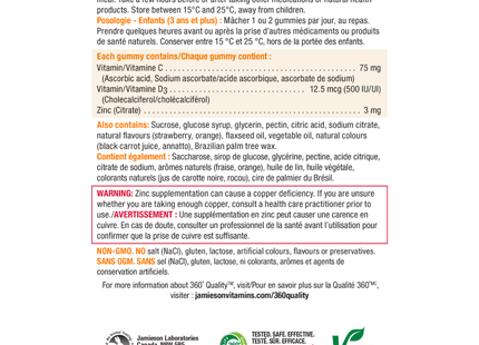 Jamieson - Vitamine C + D + Zinc Enfants | 90 Gélifiés