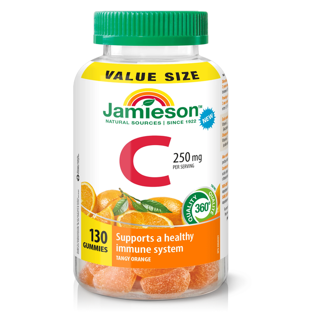 Jamieson - Bonbons gélifiés à la vitamine C 250 mg, orange acidulée | 130 bonbons gélifiés