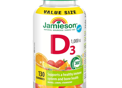 Jamieson - Vitamin D3 1000 IU, Orange Lemon Strawberry | 130 Gummies