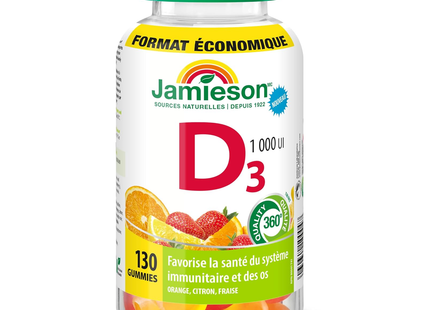 Jamieson - Vitamin D3 1000 IU, Orange Lemon Strawberry | 130 Gummies