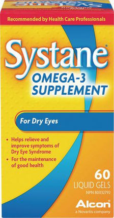 Supplément Systane Omega-3 pour les yeux secs | 60 gels liquides 