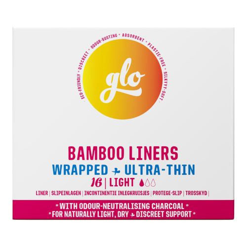 Here We Flo - Glo Bamboo Liners - Wrapped - Ultra-Thin | 16 Liners