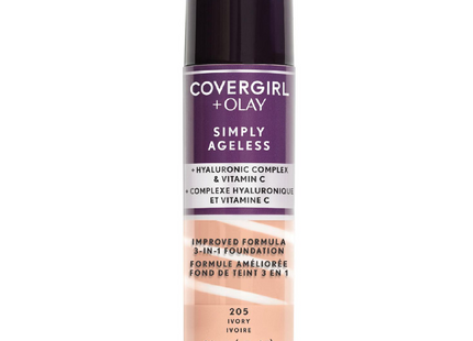 COVERGIRL + Olay - Fond de teint liquide 3-en-1 Simply Ageless - 205 Ivoire | 30 ml