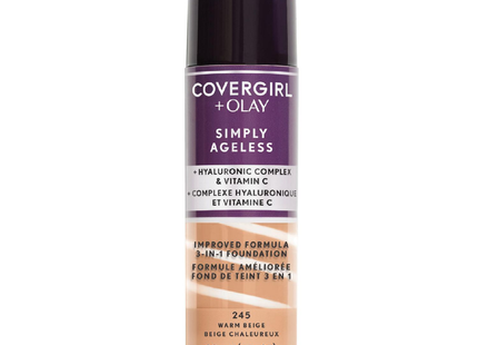 COVERGIRL + Olay - Simply Ageless 3-in-1 Liquid Foundation - 245 Warm Beige | 30 mL