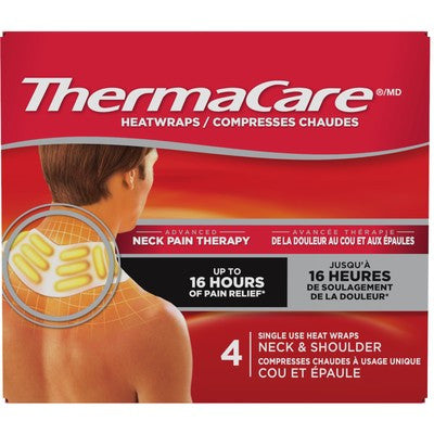 ThermaCare - Heat Wraps for Neck Pain Therapy | 4 Single Use Heat Wraps