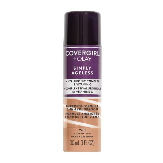 COVERGIRL + Olay - Simply Ageless 3-in-1 Liquid Foundation - 260 Classic Tan | 30 mL