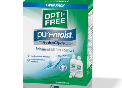 Opti-Free PureMoist Contact Solution with HydraGlyde for Enhanced All Day Comfort | 2 x 300 ml