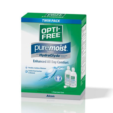 Solution de contact Opti-Free PureMoist avec HydraGlyde pour un confort amélioré toute la journée | 2 x 300 ml