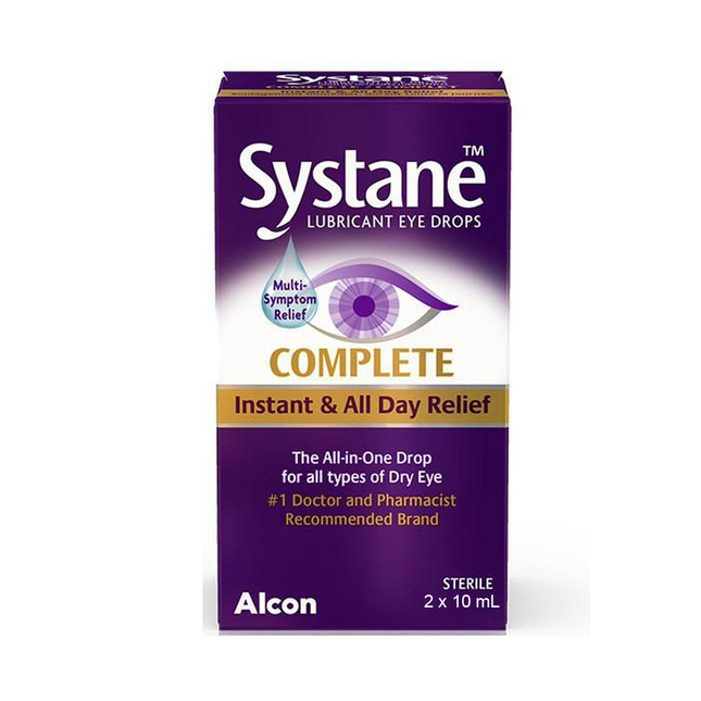 Systane - Lubricant Eye Drops Complete, Instant & All Day Relief | 2 x 10 mL