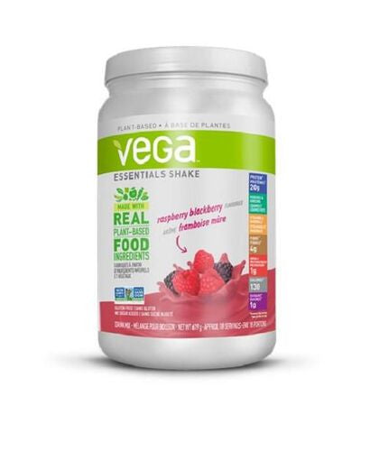 Vega - Essentials Shake - Mélange pour boisson à base de plantes - Saveur framboise et mûre | 639g