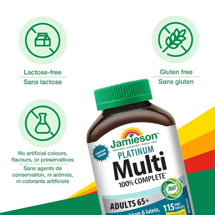 Jamieson - Multivitamines Platinum pour adultes de 65 ans et plus | 115 mini-capsules