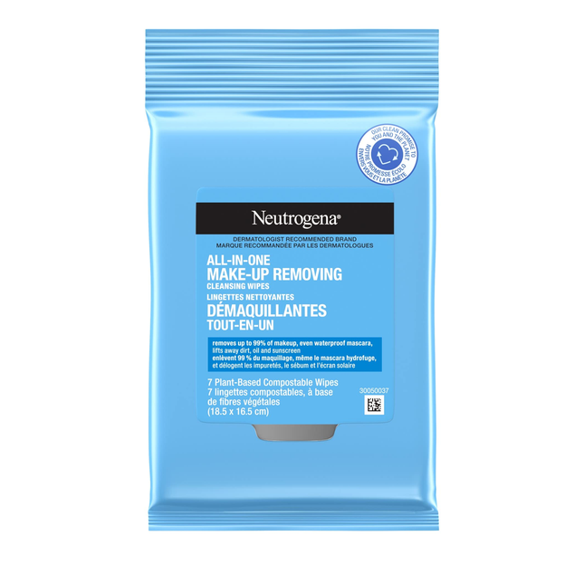 Neutrogena - All In One Make Up Removing Cleansing Wipes | 7 Plant Based Compostable Wipes