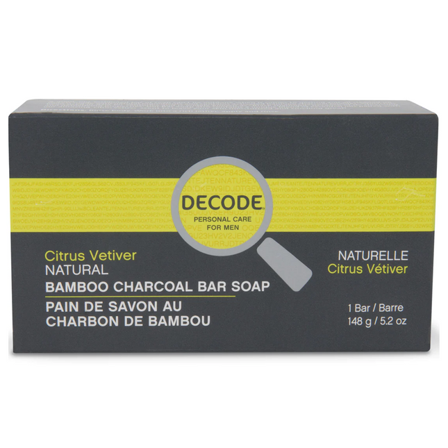Decode for Men - Barre de savon au charbon de bambou naturel aux agrumes et au vétiver | 148g